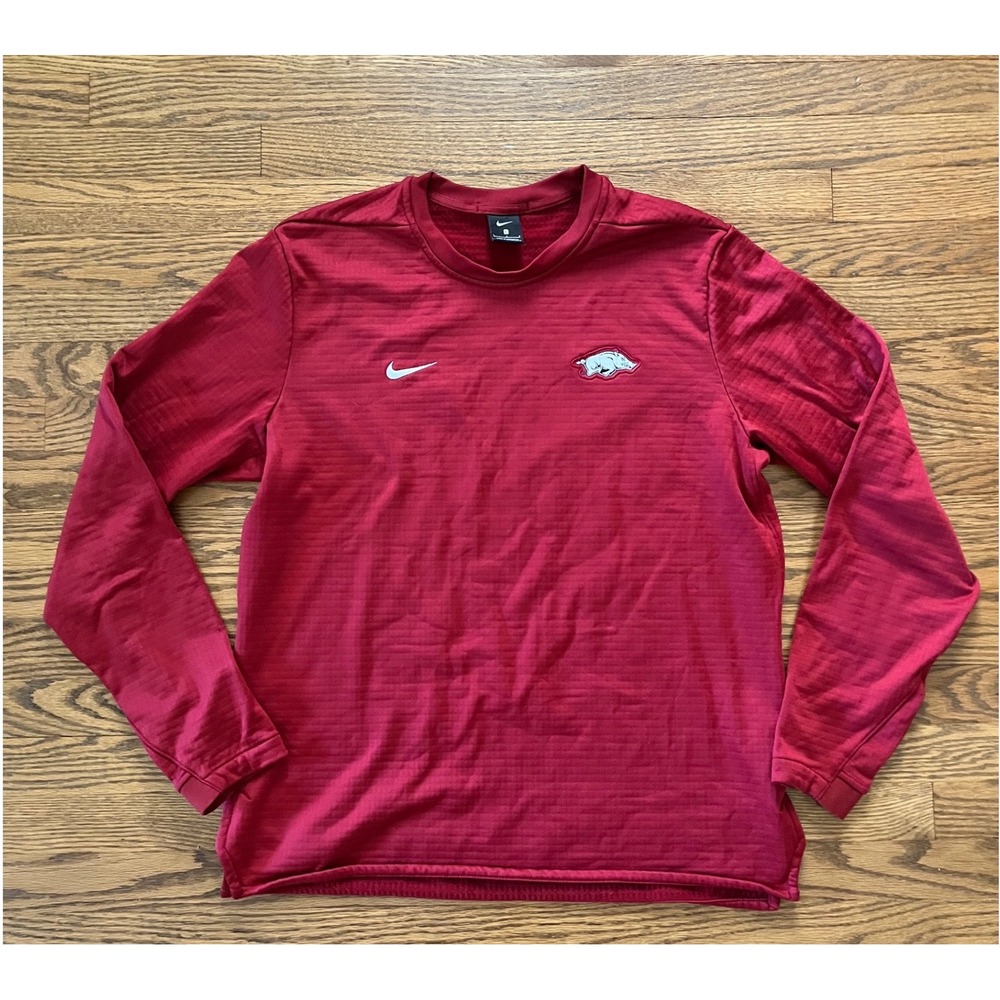 Nike Arkansas Razorbacks Mens Large L Cardinal Red Grid Textured Pullover Top